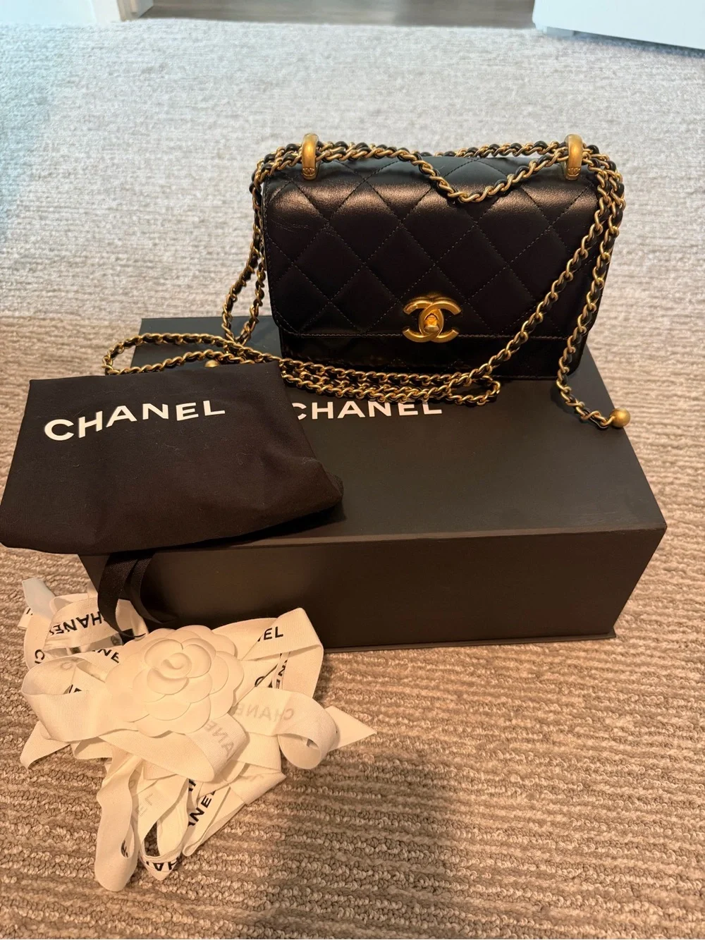 CHANEL Small Flap Bag in Shiny Calfskin & Gold-Tone Metal